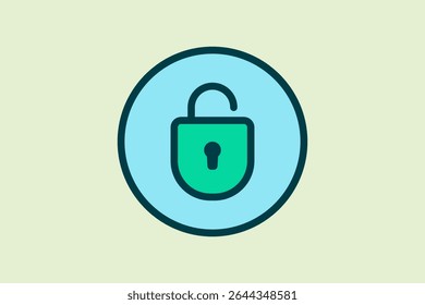Unlock icon. icon related to UI elements. suitable for web site, app, user interfaces,element, printable etc. flat line icon style. simple vector design editable