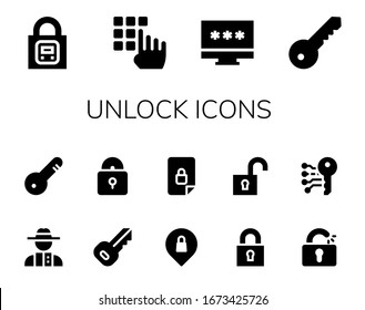 Unlock Icon Set 14 Filled Unlock Stock Vector (Royalty Free) 1673425726 ...