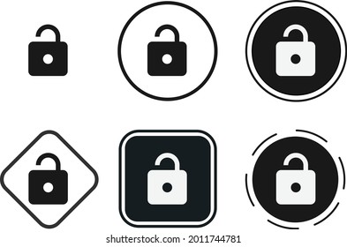 desbloquear conjunto de iconos. Colección de contorno negro de alta calidad para diseño de sitios web y aplicaciones de modo oscuro móvil. Ilustración del vector sobre fondo blanco