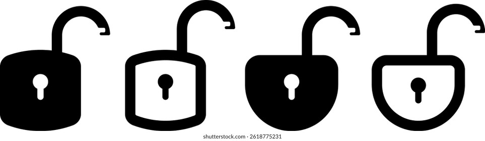 unlock icon set. security symbol. Padlock signs. closed design
