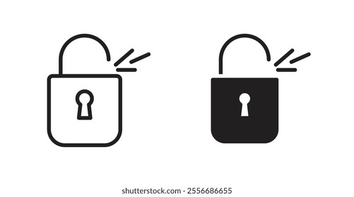 Unlock icon set in Thin line black color.