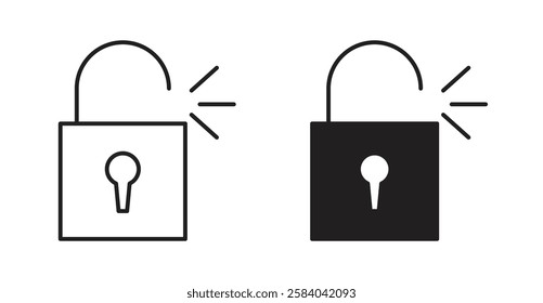 Unlock icon set in thin line. vector illustrations for web
