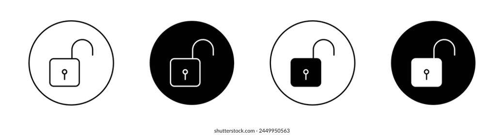 Juego de Vectores de desbloqueo. símbolo de candado desbloqueado.