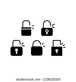 Unlock Icon Set Vector Symbol Design Illustration