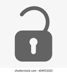 Unlock icon silhouette. Flat vector stock illustration