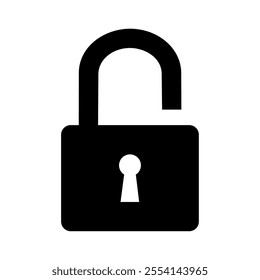 Unlock icon silhouette. Vector image
