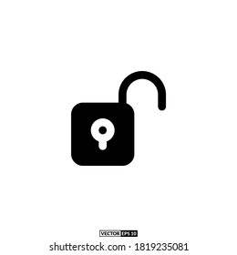icono de desbloqueo sólido, plantilla vectorial de inspiración de diseño para interfaz