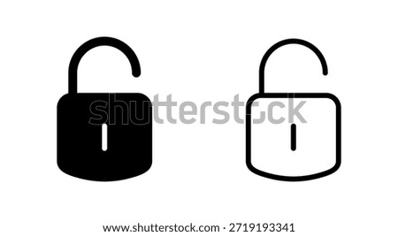 Unlock icon symbol for apps and websites. Unlock sign and symbol. unlocked padlock icon