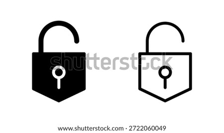 Unlock icon symbol for apps and websites. Unlock sign and symbol. unlocked padlock icon