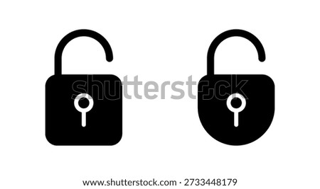 Unlock icon symbol for apps and websites. Unlock sign and symbol. unlocked padlock icon