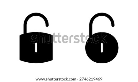 Unlock icon symbol for apps and websites. Unlock sign and symbol. unlocked padlock icon