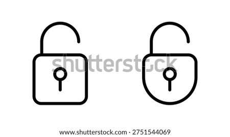 Unlock icon symbol for apps and websites. Unlock sign and symbol. unlocked padlock icon