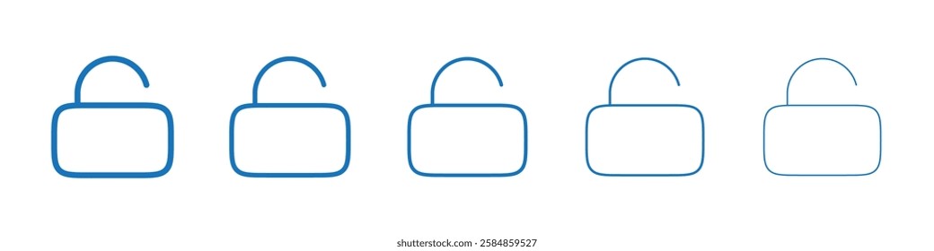 Unlock icon Symbol collection thin outline set