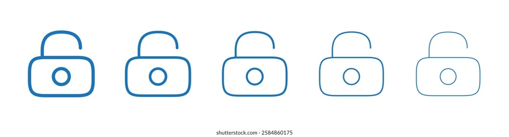 Unlock icon Symbol collection thin outline set