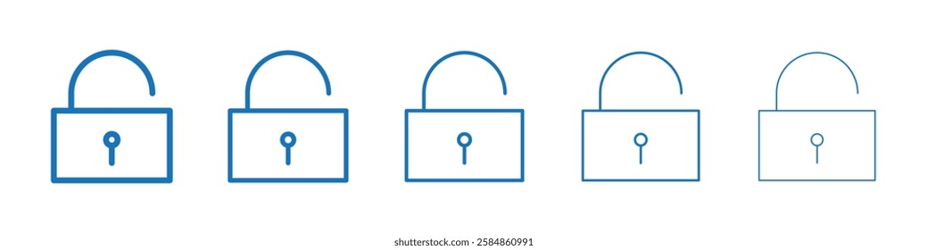 Unlock icon Symbol collection thin outline set