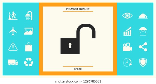 Unlock icon symbol. Graphic elements for your design