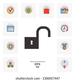 Unlock icon symbol. Graphic elements for your design