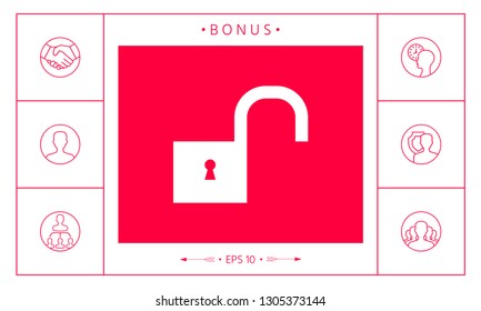 Unlock icon symbol. Graphic elements for your design