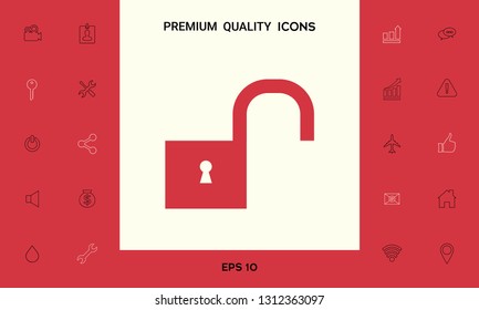 Unlock icon symbol. Graphic elements for your design