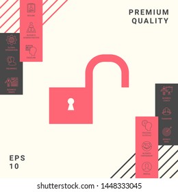 Unlock icon symbol. Graphic elements for your design