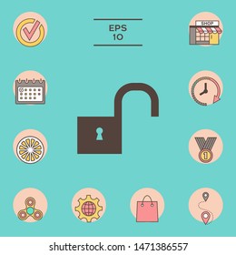 Unlock icon symbol. Graphic elements for your design