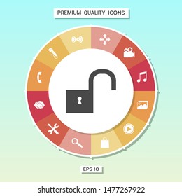 Unlock icon symbol. Graphic elements for your design