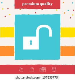 Unlock icon symbol. Graphic elements for your design