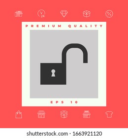 Unlock icon symbol. Graphic elements for your design