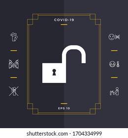 Unlock icon symbol. Graphic elements for your design