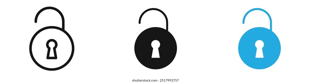 Unlock icon thin line illustration