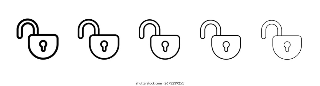Unlock icon thin line outline set or collection