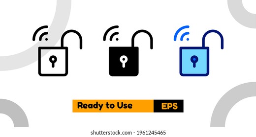 unlock icon with three style and isolated sign symbol vector illustration high quality for banner, poster, social media, presentation, and website