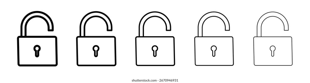 Unlock icon vector collection. EPS 10