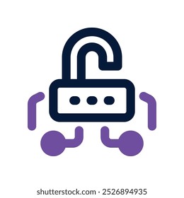 ícone de desbloqueio. vetor ícone de tom duplo para o seu site, móvel, apresentação e design de logotipo.