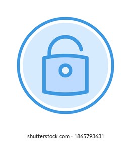 unlock icon vector illustration. unlock icon blue color design.
