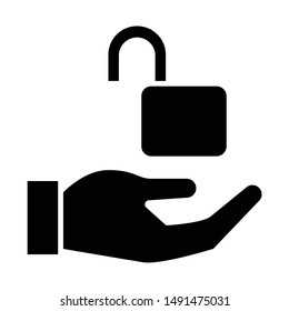 Unlock Icon, Vector Illustration, Business Glyph