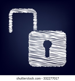 Unlock icon - vector illustration with chalk effect  