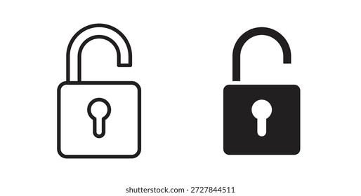 Icono de desbloqueo. Ilustración vectorial, plano y carrera