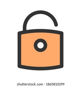 unlock icon vector illustration. unlock icon lineal color design.
