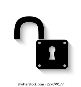 unlock icon - vector illustration with shadow
