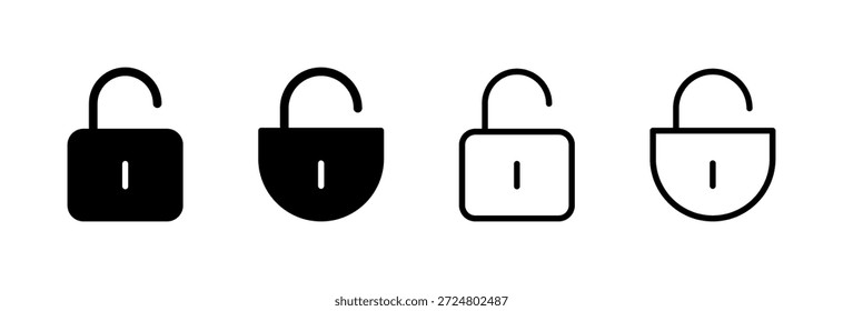 Desbloquea la Ilustración vectorial de iconos. Signo y símbolo de desbloqueo. icono de candado desbloqueado