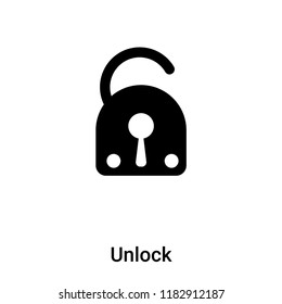 Unlock icon vector isolated on white background, logo concept of Unlock sign on transparent background, filled black symbol