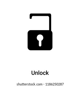 Unlock icon vector isolated on white background, logo concept of Unlock sign on transparent background, filled black symbol