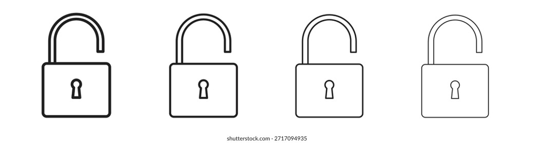 Unlock icon. Vector isolated pictograms.