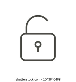 Unlock icon vector. Line access symbol. Trendy flat outline ui sign design. Thin linear graphic pictogram isolated for web site, mobile application. Logo illustration. Eps10.