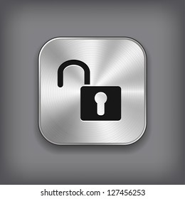 Icono de desbloqueo: botón aplicación vectorial metal