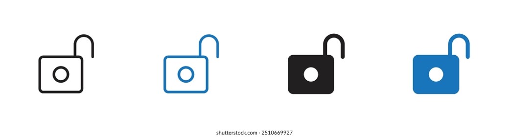 Unlock icon Vector set outline