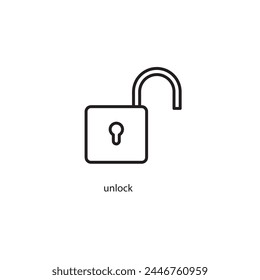 unlock icon vector. unlock sign flat liner illustration on white background..eps
