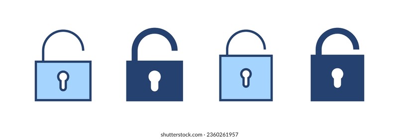 Desbloquear el vector de icono. Desbloquear el signo y el símbolo. icono de candado desbloqueado