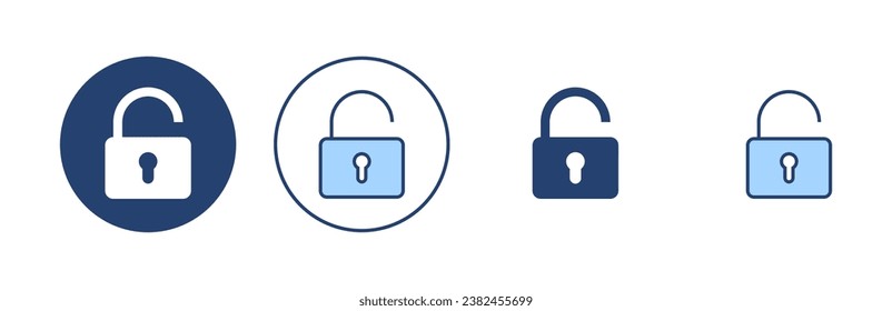 Desbloquear el vector de icono. Desbloquear el signo y el símbolo. icono de candado desbloqueado